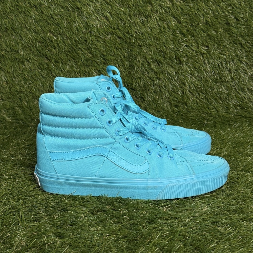 Vans Teal Turquoise Aqua Sk8 Hi Canvas Skate High Top Mens Size 7.5